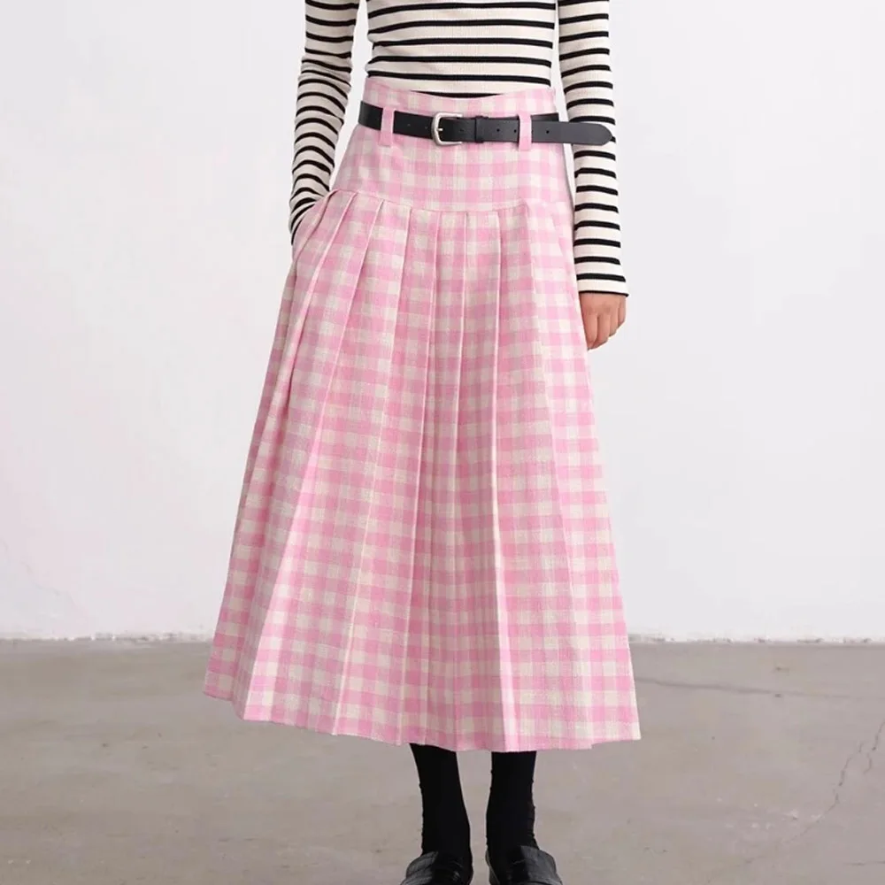 2024 Casual Y2k Autumn Pink Plaid Print Long Skirt Women Korean Fashion Vintage High Waist A-line Loose Pleated Skirt for Girls
2024 Casual Y2k Autumn Pink Plaid Print Long Skirt Women Korean Fashion Vintage High Waist A-line Loose Pleated Skirt for Girls
