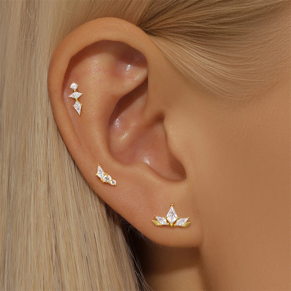 ROXI 925 Sterling Silver 1PC White crown Zircon Geometric Design piercing Stud Earrings For Women DIY Daily Wear Jewelry серьги
ROXI 925 Sterling Silver 1PC White crown Zircon Geometric Design piercing Stud Earrings For Women DIY Daily Wear Jewelry серьги