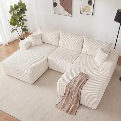 108” Modular Sectional Couches, Modern Modular U-Shape Sofa with Chaise, Cloud Sectional Couch with Deep Seat
108” Modular Sectional Couches, Modern Modular U-Shape Sofa with Chaise, Cloud Sectional Couch with Deep Seat