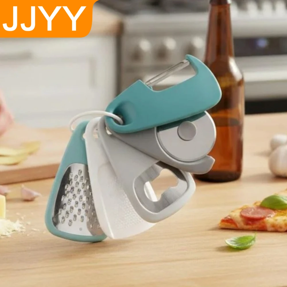 5-in-1 Kitchen Tool Set: Peeler Grater Bottle Opener Pizza Cutter Grinder Multifunctional Cooking Gadgets for Home Camping
5-in-1 Kitchen Tool Set: Peeler Grater Bottle Opener Pizza Cutter Grinder Multifunctional Cooking Gadgets for Home Camping