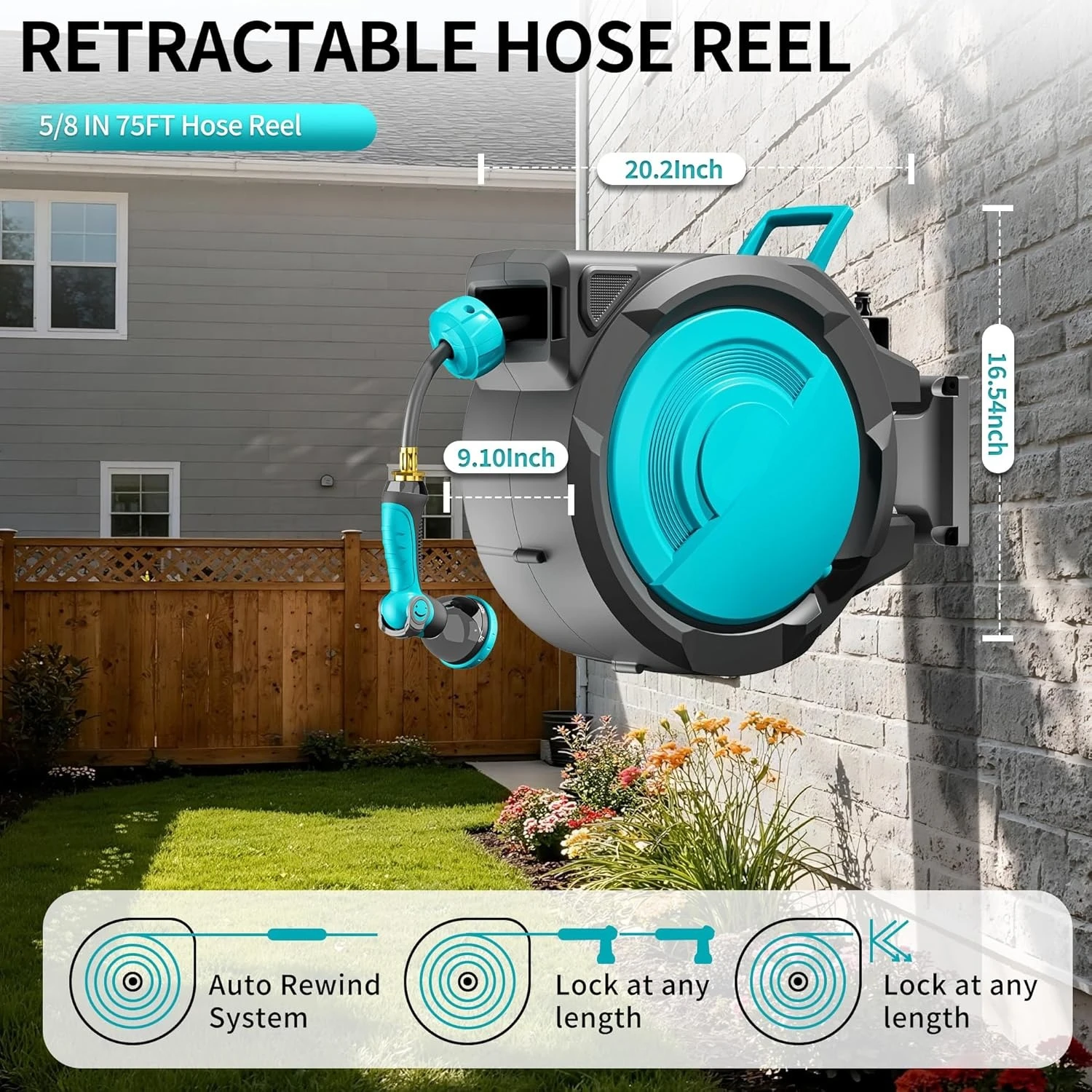 Выдвижная катушка для садового шланга 5/8 дюйма, 75 футов, настенная автоматическая катушка для шланга с модернизированной насадкой с 10 узорами/блокировкой темной длины/распродажа
Выдвижная катушка для садового шланга 5/8 дюйма, 75 футов, настенная автоматическая катушка для шланга с модернизированной насадкой с 10 узорами/блокировкой темной длины/распродажа