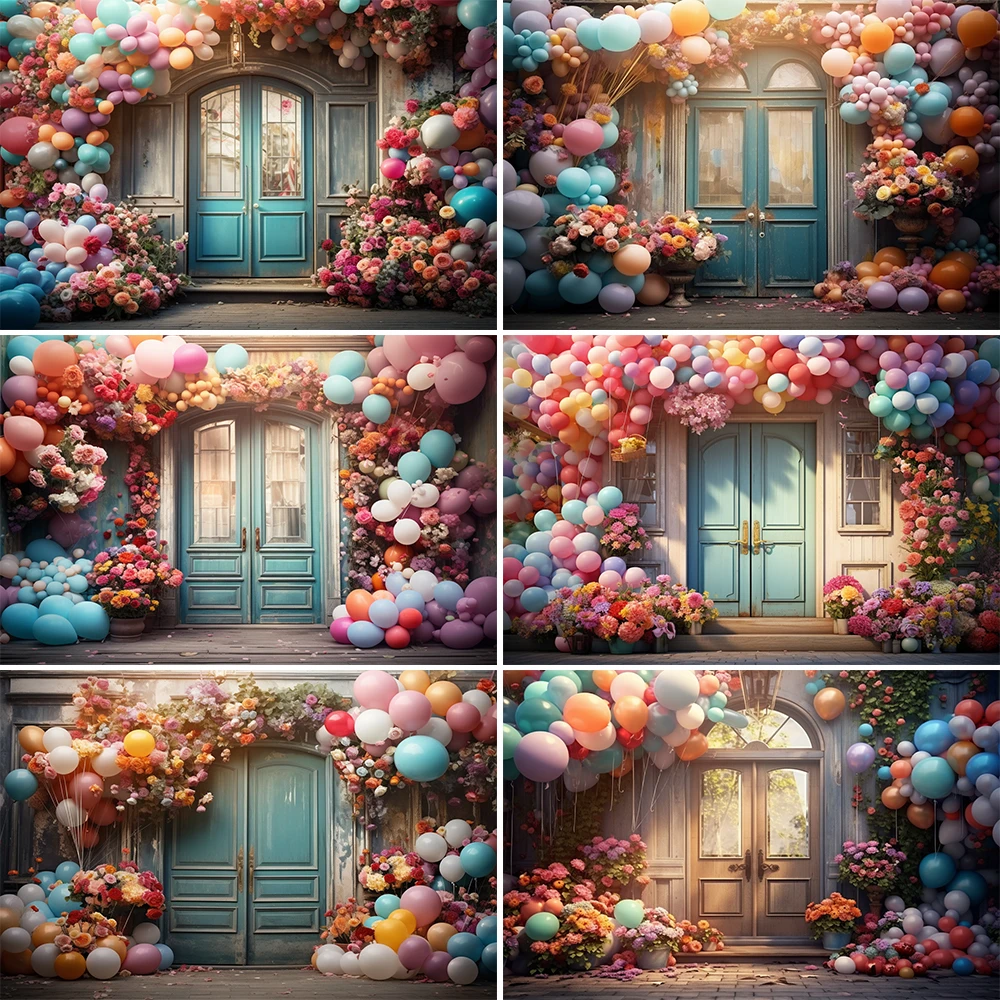 Newborn First Birthday Photography Background Colorful Balloons Flowers Wooden Door Party Decoration Family Party Photo Studio
Newborn First Birthday Photography Background Colorful Balloons Flowers Wooden Door Party Decoration Family Party Photo Studio