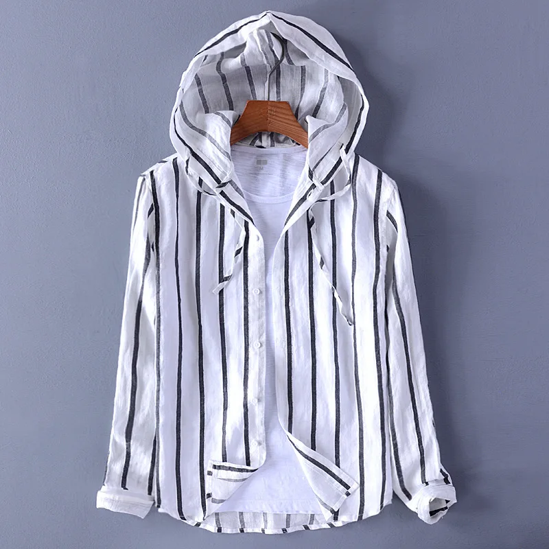 2022 Men's New Cotton and Linen Hooded Striped Long-Sleeved Shirt Spring and Summer Sun Protection Breathable Shirt
2022 Men's New Cotton and Linen Hooded Striped Long-Sleeved Shirt Spring and Summer Sun Protection Breathable Shirt