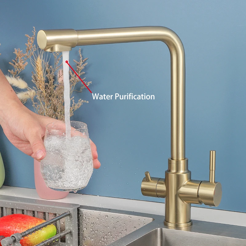ULA Filter Tap Kitchen Faucet Brass Purifier Faucet Dual Sprayer Drinking Water Mixer Faucet Nozzle Sink Mixer Kitchen Gold Tap
ULA Filter Tap Kitchen Faucet Brass Purifier Faucet Dual Sprayer Drinking Water Mixer Faucet Nozzle Sink Mixer Kitchen Gold Tap