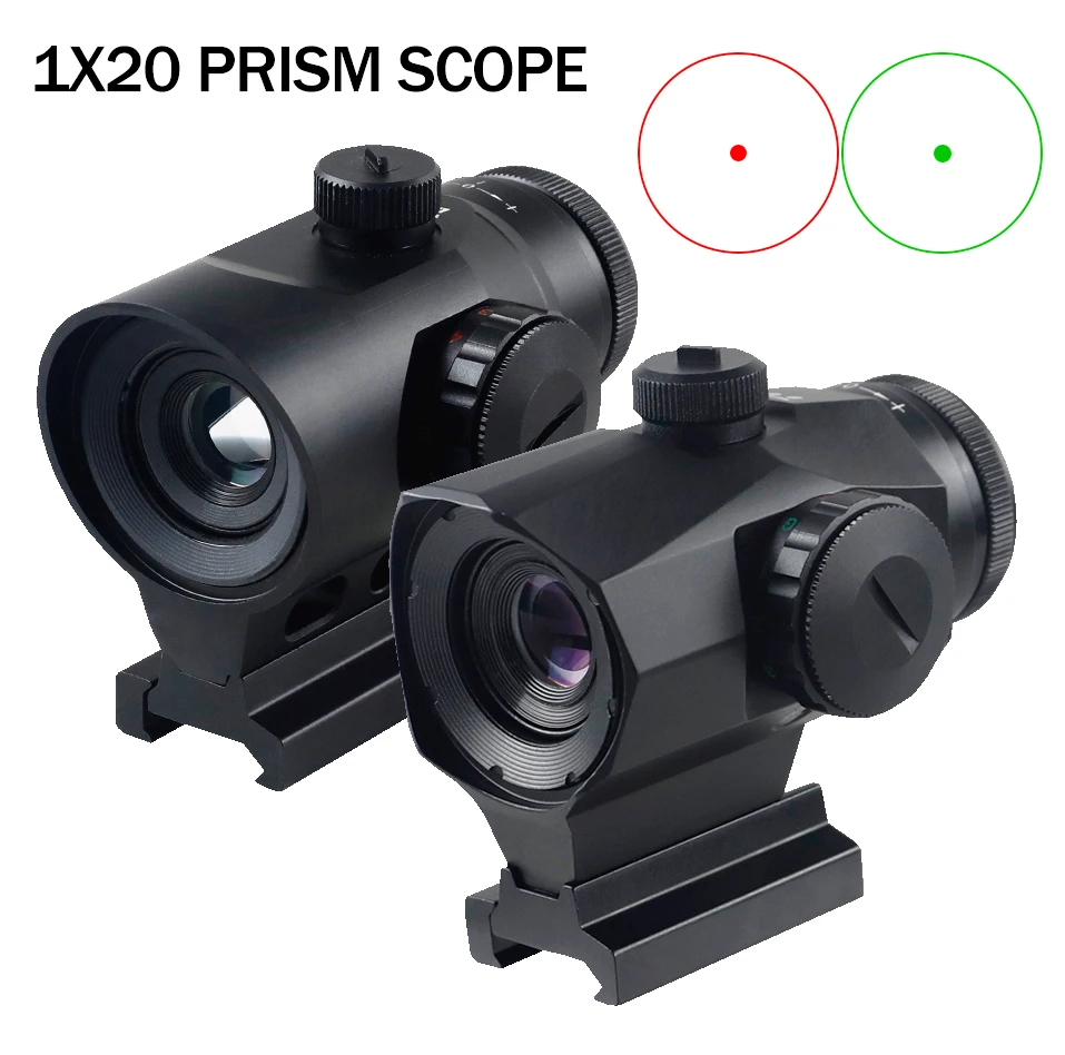 1x20 Prism Scope Tactical Red Dot Sight Compact Riflescope Red Green Dot Hologram Hunting Rifle Scope 20mm Rail
1x20 Prism Scope Tactical Red Dot Sight Compact Riflescope Red Green Dot Hologram Hunting Rifle Scope 20mm Rail