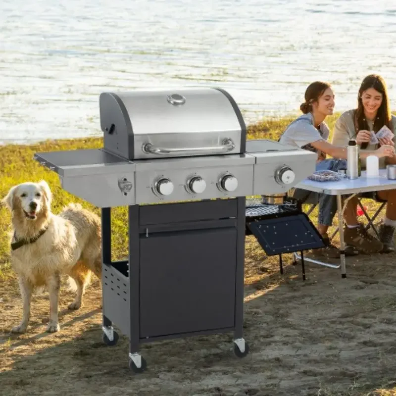 3 Burner Barbecue Grill Stainless Steel Gas Grill with Side Burner, 37,000 BTU Outdoor Cooking, Patio, Garden Barbecue Grill
3 Burner Barbecue Grill Stainless Steel Gas Grill with Side Burner, 37,000 BTU Outdoor Cooking, Patio, Garden Barbecue Grill
