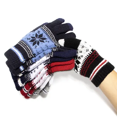 Fashion Snowflake Winter Knitted Gloves Unisex Adult Warm Touch Screen Glove for Men & Women
