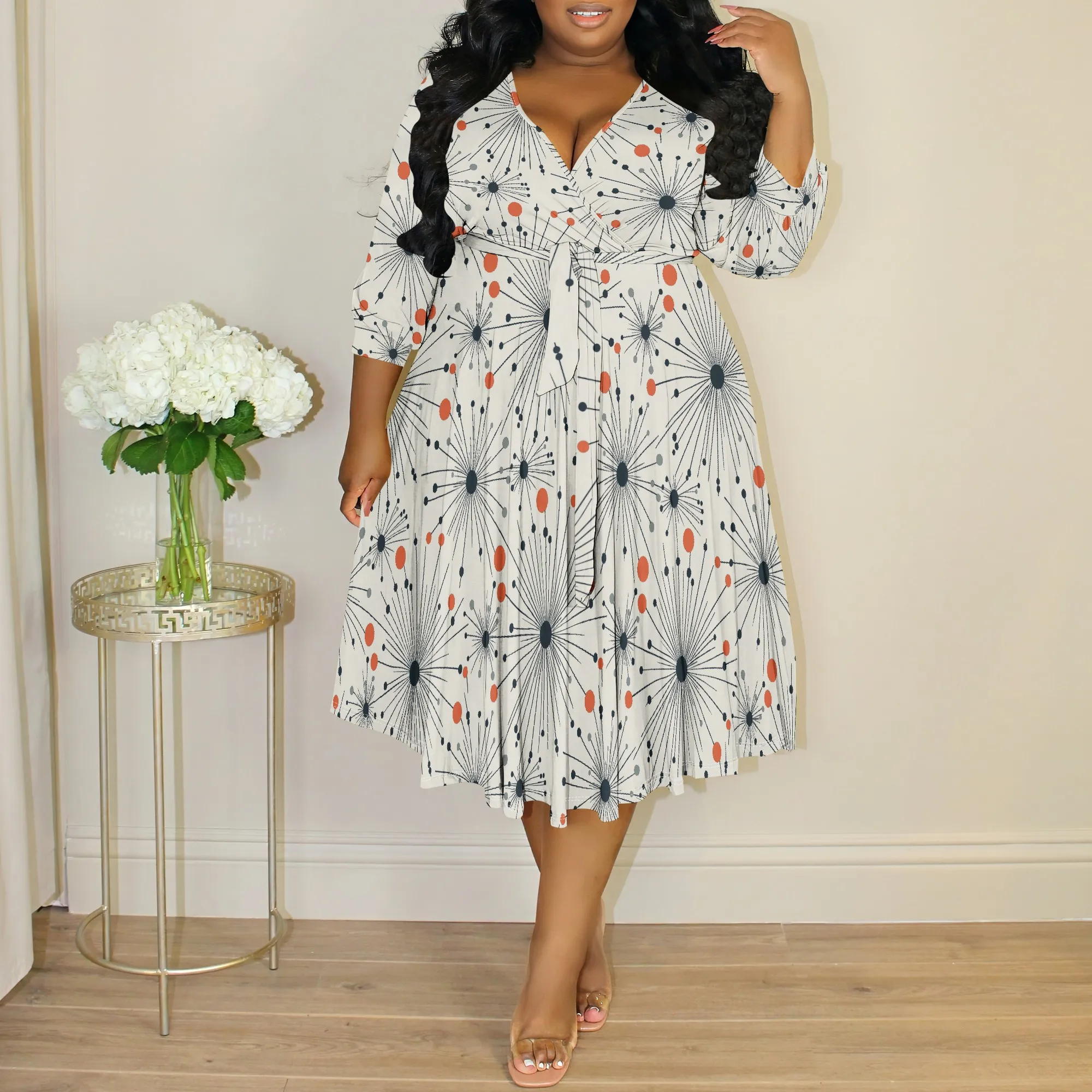 Abstract Dandelion Print Wrap Dress XL-6XL – Plus Size V-Neck Midi for Spring Brunch, Church or Artistic Outing
Abstract Dandelion Print Wrap Dress XL-6XL – Plus Size V-Neck Midi for Spring Brunch, Church or Artistic Outing