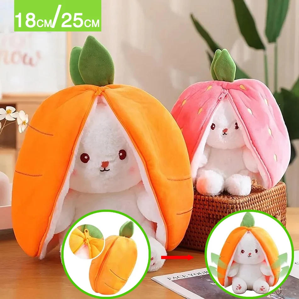 18/25CM Cute Strawberry Carrot Rabbit Plush Toy Into Fruit Transform Baby Cuddly Bunny Doll for Kid Stuffed Creative Gift
18/25CM Cute Strawberry Carrot Rabbit Plush Toy Into Fruit Transform Baby Cuddly Bunny Doll for Kid Stuffed Creative Gift