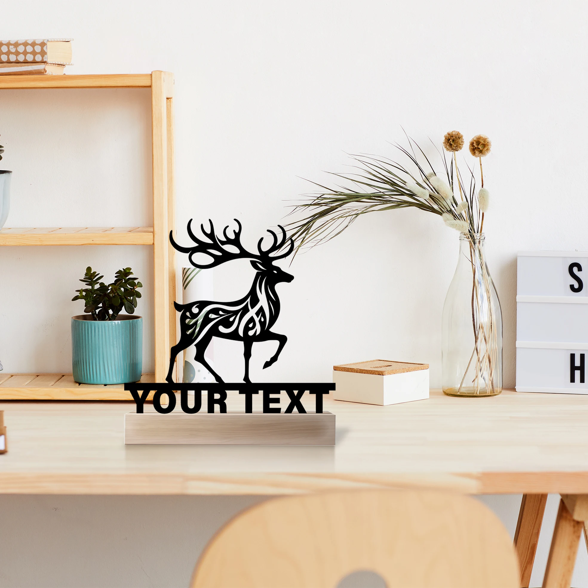 1pc Abstract elk Customizable Name Tin Statue Metal Ornament Metal Sculpture With Wood Base Art Crafts With Wood Base Home Table
1pc Abstract elk Customizable Name Tin Statue Metal Ornament Metal Sculpture With Wood Base Art Crafts With Wood Base Home Table