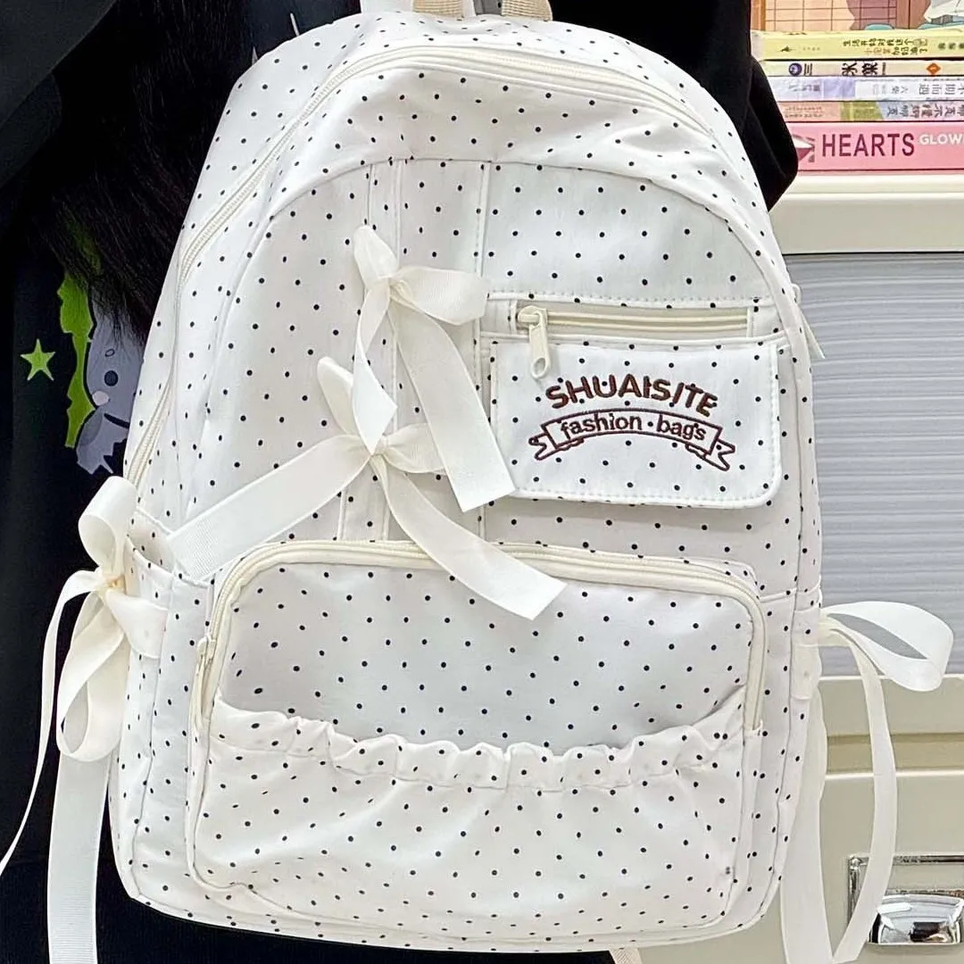 New Polka dot Bow Girls Backpack Large-capacity Anti-theft Student Schoolbag Nylon Multi-compartment Travel Computer Backpack
New Polka dot Bow Girls Backpack Large-capacity Anti-theft Student Schoolbag Nylon Multi-compartment Travel Computer Backpack