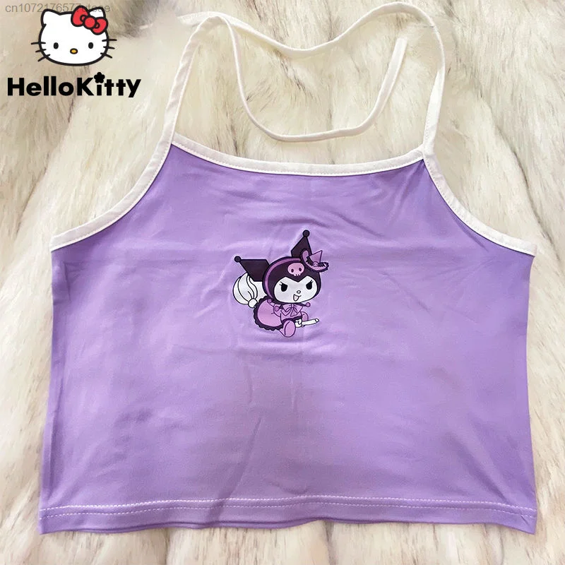 Sanrio Kuromi Soft And Cute Lace Vest For Women Summer New Harajuku Style Sweet Spicy Strap Short Slim Girl Tanks Tops Clothes
Sanrio Kuromi Soft And Cute Lace Vest For Women Summer New Harajuku Style Sweet Spicy Strap Short Slim Girl Tanks Tops Clothes