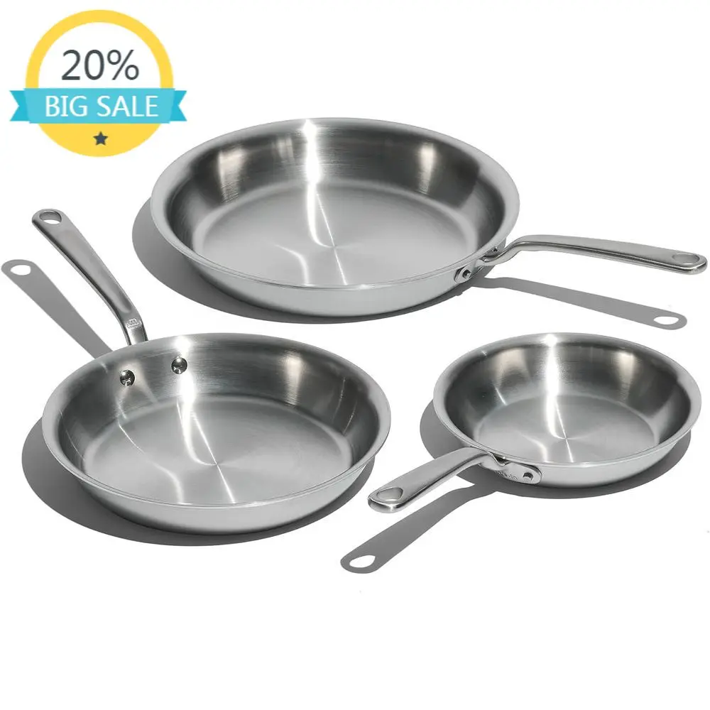 Tri-Set Cookware: 8, 10, 12 Stainless Steel Frying Pans - 5-Ply Clad - Italian Crafted - Induction Ready
Tri-Set Cookware: 8, 10, 12 Stainless Steel Frying Pans - 5-Ply Clad - Italian Crafted - Induction Ready