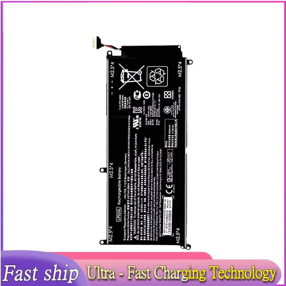 Notebook Battery For HP Envy 15 15-Ae020tx Tpn-C124 Tpn-C122 807417-005 Hstnn-DB7C DB6C LP03XL Reliable Replacement 55Wh 4680Mah
Notebook Battery For HP Envy 15 15-Ae020tx Tpn-C124 Tpn-C122 807417-005 Hstnn-DB7C DB6C LP03XL Reliable Replacement 55Wh 4680Mah