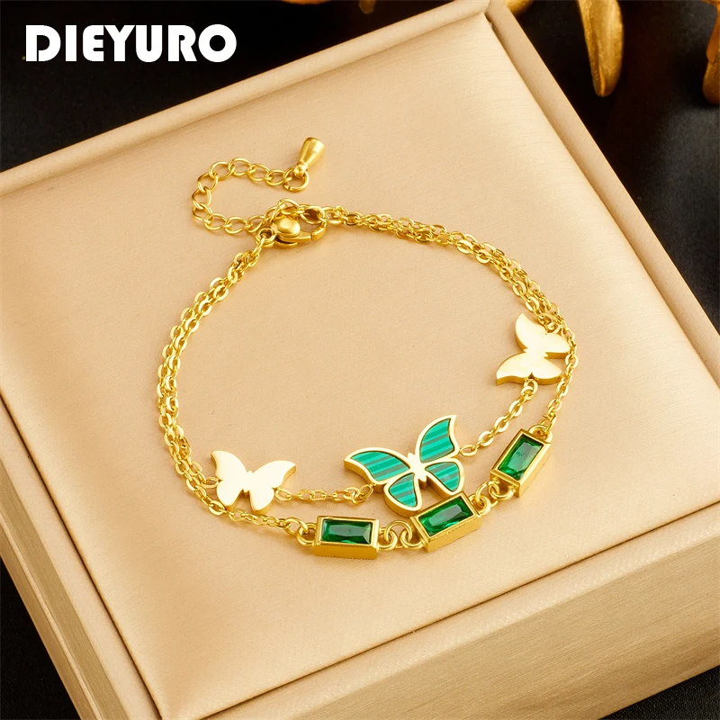 DIEYURO 316L Stainless Steel 2 Layers Butterfly Crystal Charm Bracelet For Women New Trend Wrist Chain Bangles Jewelry Gift
DIEYURO 316L Stainless Steel 2 Layers Butterfly Crystal Charm Bracelet For Women New Trend Wrist Chain Bangles Jewelry Gift