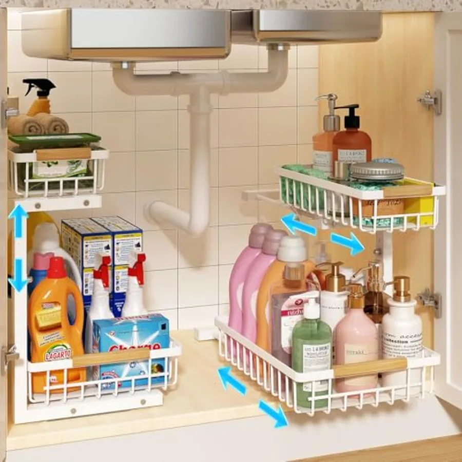 Under Sink Organizer, Height Adjustable Under Sink Organizers and Storage, 2 Tier Pull Out Drawer Cabinet Storage for Kitchen B
Under Sink Organizer, Height Adjustable Under Sink Organizers and Storage, 2 Tier Pull Out Drawer Cabinet Storage for Kitchen B