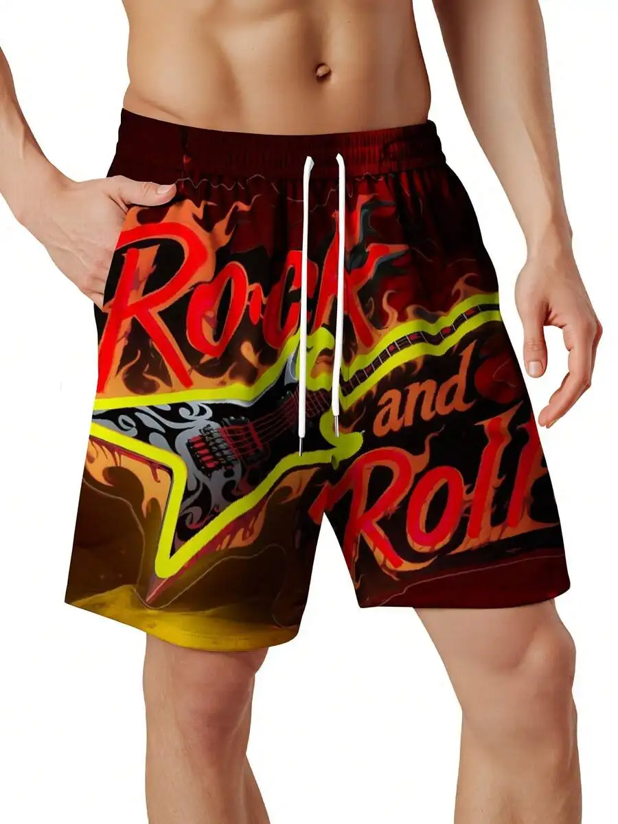 Rock And Roll Electric Guitar Flame Print Mens Swim Trunks Beach Shorts
Rock And Roll Electric Guitar Flame Print Mens Swim Trunks Beach Shorts