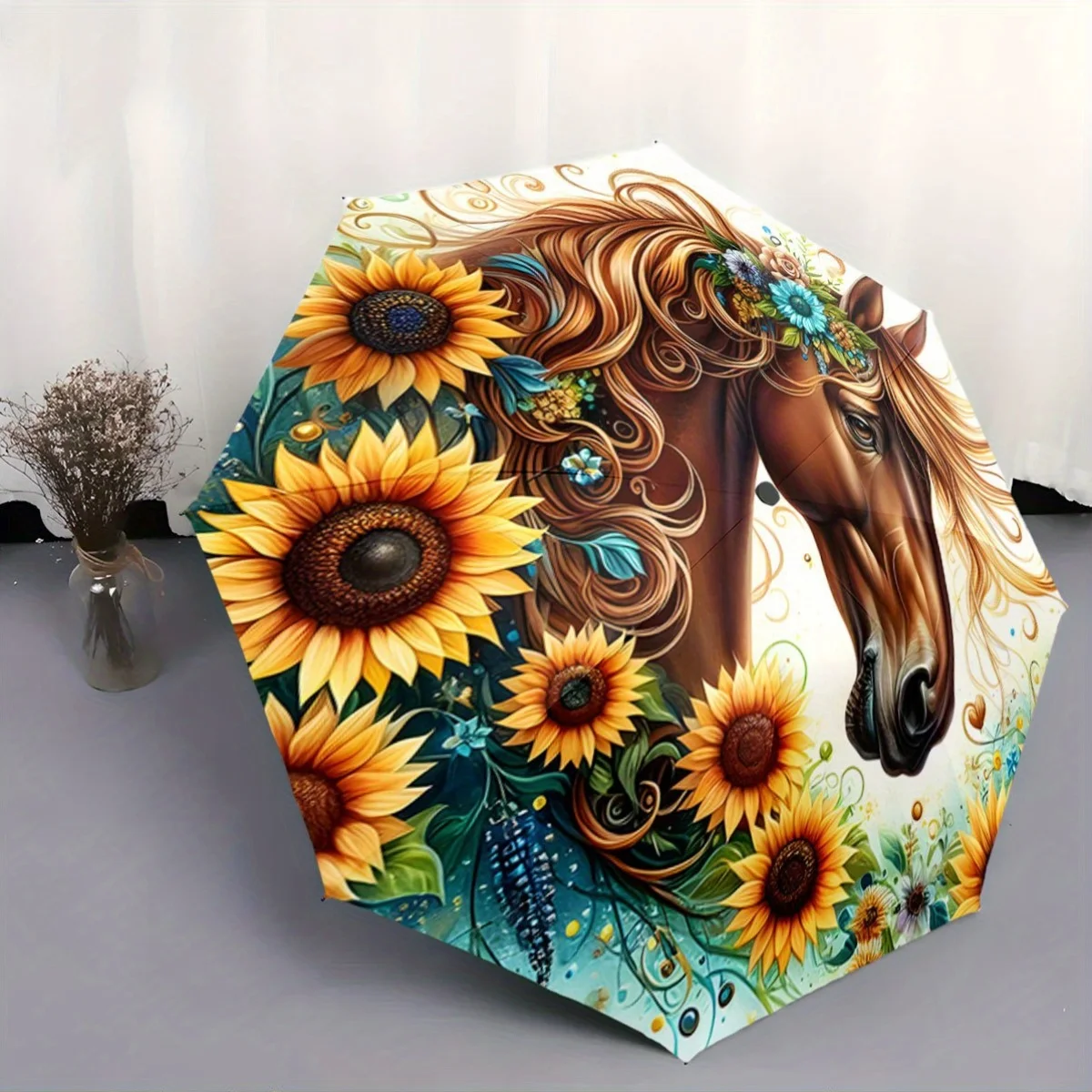 Автоматический складной зонт с дизайном «Подсолнух и Лошадь» — портативный, легкий и компактный зонт для путешествий
Автоматический складной зонт с дизайном «Подсолнух и Лошадь» — портативный, легкий и компактный зонт для путешествий