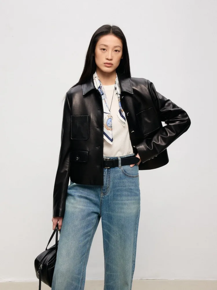 Real Sheepskin Jacket Retro Copper Dyed Leather Craftsmanship Fashion Street Short Style Motorcycle Leather Jacket Women
Real Sheepskin Jacket Retro Copper Dyed Leather Craftsmanship Fashion Street Short Style Motorcycle Leather Jacket Women