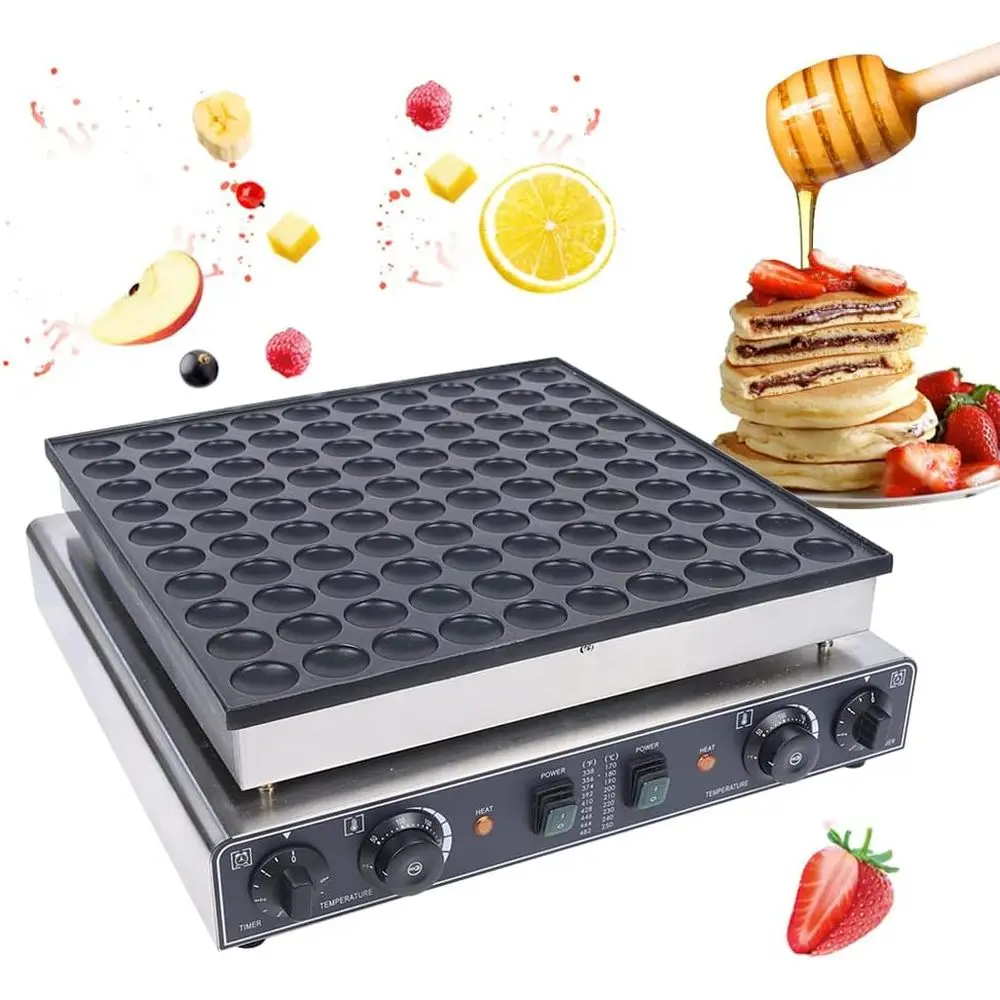 3400W Commercial Mini Pancake Maker, 100 Grids Electric Mini Pancake Griddle Non-Stick StainlSteel Dutch Pancakes Maker w/Time &
3400W Commercial Mini Pancake Maker, 100 Grids Electric Mini Pancake Griddle Non-Stick StainlSteel Dutch Pancakes Maker w/Time &