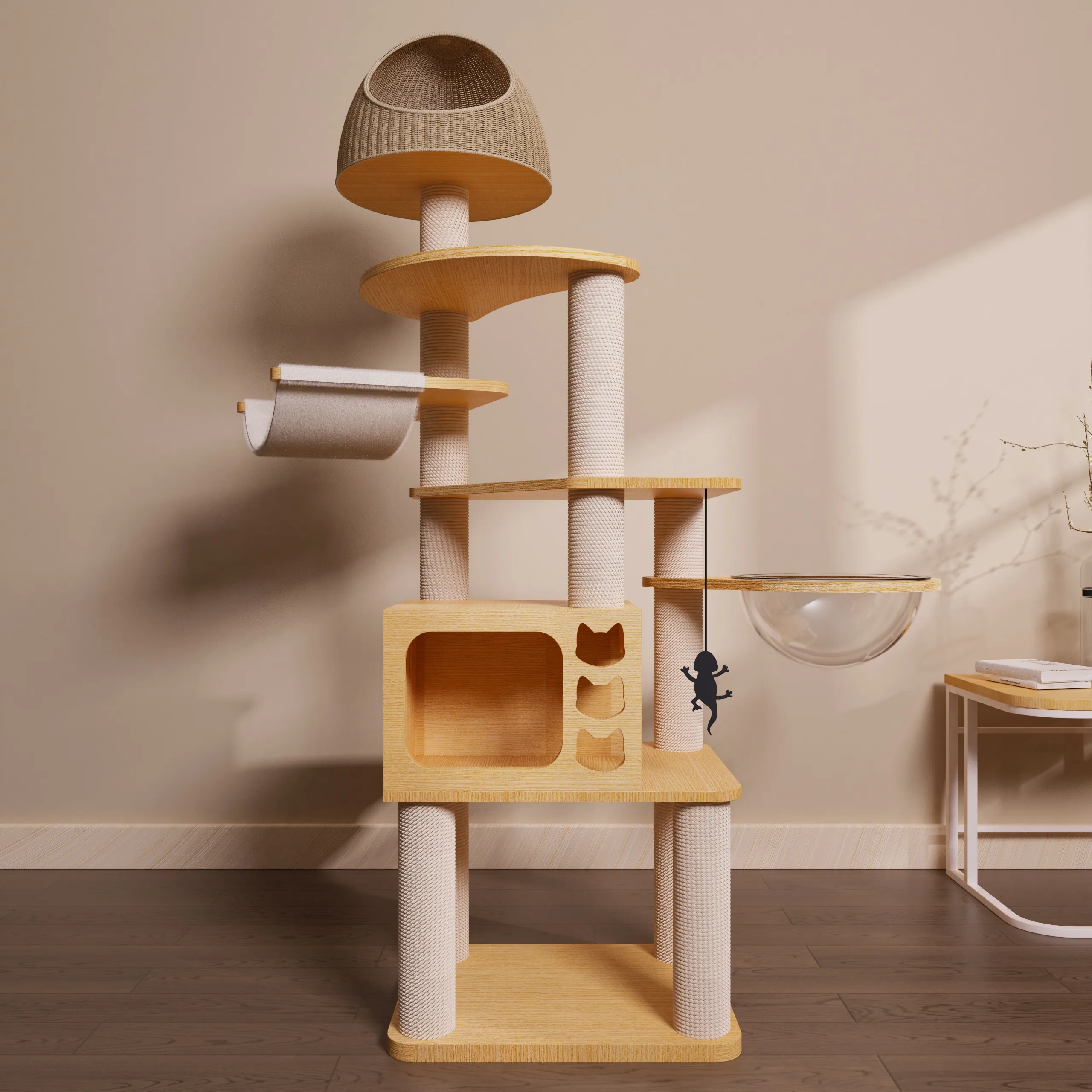 Luxury solid wood cat climbing frame cat nest cat tree integrated scratching board climbing frame space capsule rack
Luxury solid wood cat climbing frame cat nest cat tree integrated scratching board climbing frame space capsule rack