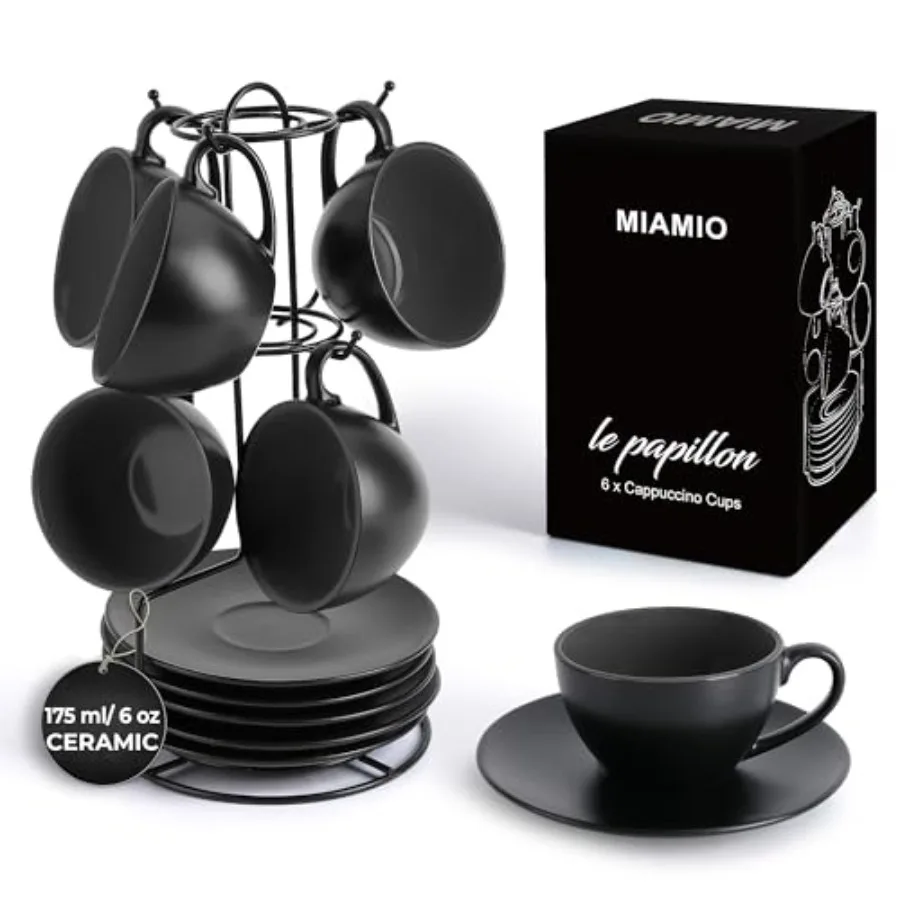 Set of 6, Ceramic Stackable Cappuccino Cups Set/ 6 oz Cappuccino Mugs and Saucer with Metal Stand for Coffee Drinks, Cafe, Latt
Set of 6, Ceramic Stackable Cappuccino Cups Set/ 6 oz Cappuccino Mugs and Saucer with Metal Stand for Coffee Drinks, Cafe, Latt