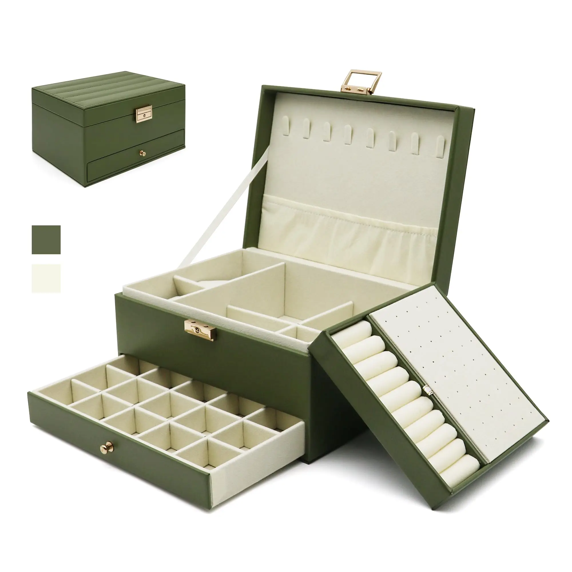 Elegant PU Leather Jewelry Organizer Box With 3 Layers For Women Travel Storage Display
Elegant PU Leather Jewelry Organizer Box With 3 Layers For Women Travel Storage Display
