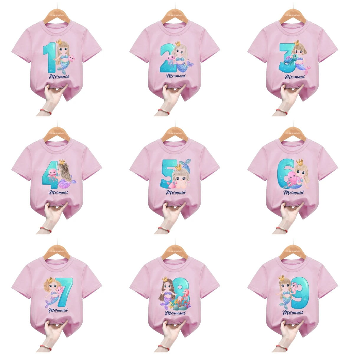 Pink Clothes New Mermaid Number 1-9 T Shirt Happy Birthday T-Shirt Custom Name Boys Girls T-Shirt Kids Clothes Short Sleeve Tops
Pink Clothes New Mermaid Number 1-9 T Shirt Happy Birthday T-Shirt Custom Name Boys Girls T-Shirt Kids Clothes Short Sleeve Tops