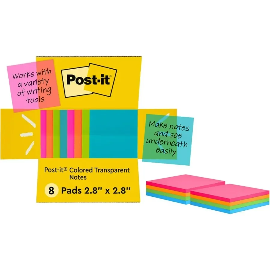 Colorful Transparent Sticky Notes 3x3 Inches for Office and Home Use 8 Pads per Pack with 36 Sheets per Pad Sticks Securely and
Colorful Transparent Sticky Notes 3x3 Inches for Office and Home Use 8 Pads per Pack with 36 Sheets per Pad Sticks Securely and