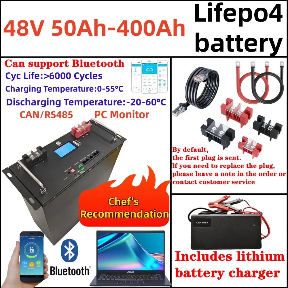 6000+Cycles Lifepo4 Battery 10kwh 20kwh 48V 51.2V 50Ah 100Ah 200Ah 300Ah 400Ah CAN RS485 RS232 Battery For PV Solar System
6000+Cycles Lifepo4 Battery 10kwh 20kwh 48V 51.2V 50Ah 100Ah 200Ah 300Ah 400Ah CAN RS485 RS232 Battery For PV Solar System