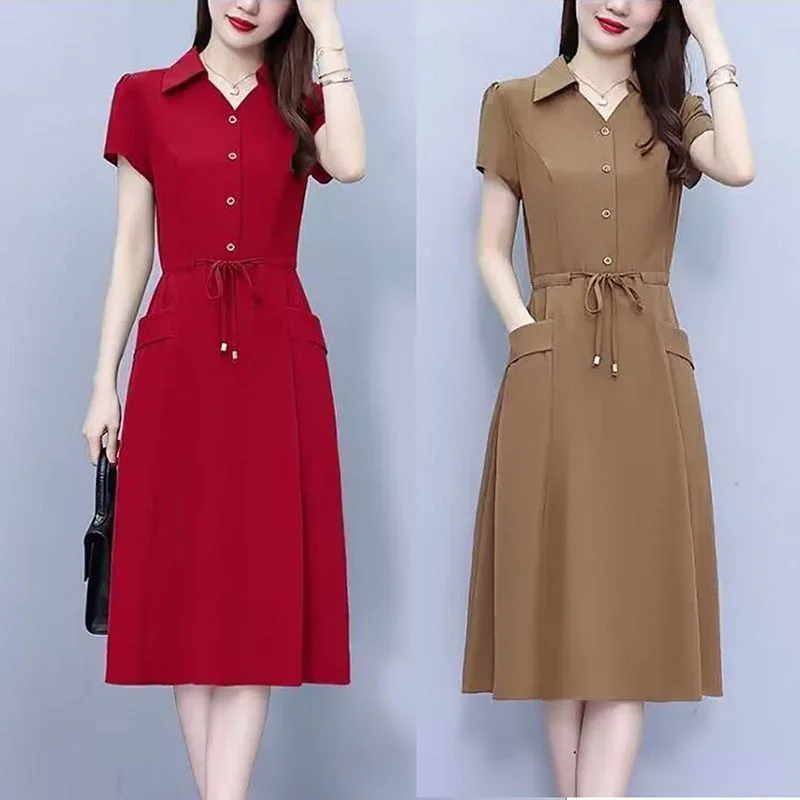 High-Quality Dress Ladies Summer New Middle-Aged Mother Vestidos Large Size Foreign Temperament Short-Sleeved Slim Dresses Woman
High-Quality Dress Ladies Summer New Middle-Aged Mother Vestidos Large Size Foreign Temperament Short-Sleeved Slim Dresses Woman