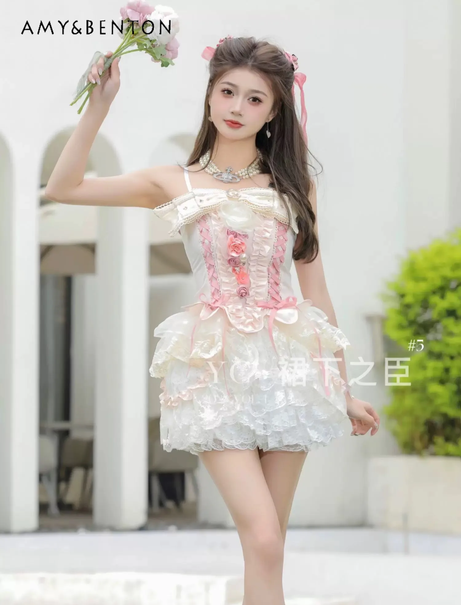 2026 Summer Sweet Lolita Fairy Bowknot Pink Yellow Adjustable Lace Ruffle Strap Top White Cake Skirt Suit for Women
2026 Summer Sweet Lolita Fairy Bowknot Pink Yellow Adjustable Lace Ruffle Strap Top White Cake Skirt Suit for Women