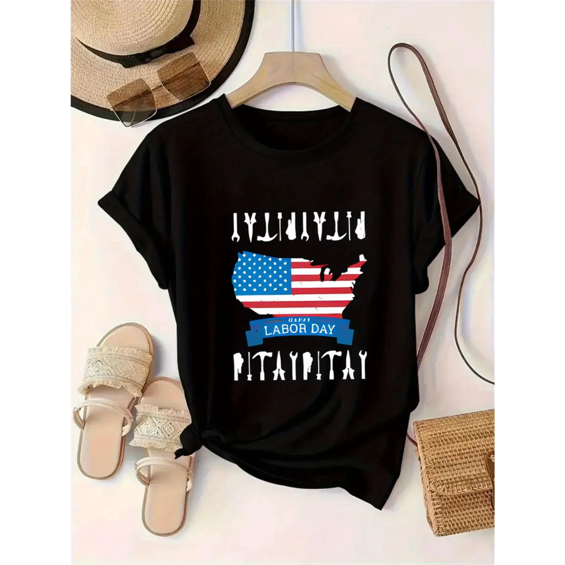 Men Women Happy Labor Day T-Shirt USA Map Flag Worker Tools Print Pullover Patriotic Holiday Casual Short Sleeve Top
Men Women Happy Labor Day T-Shirt USA Map Flag Worker Tools Print Pullover Patriotic Holiday Casual Short Sleeve Top