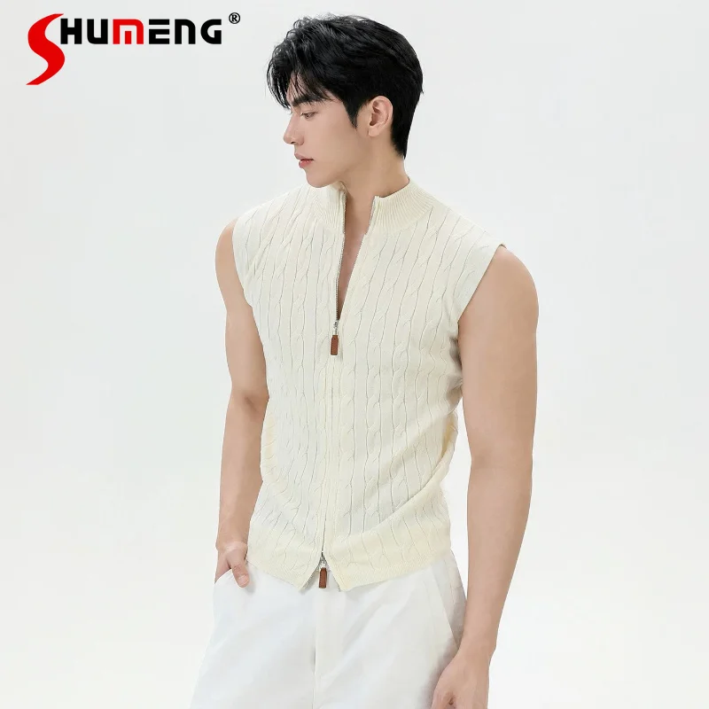 2026 Spring Summer New Men's Vests Ice Silk Breathable Stand Collar Knitted Tank Tops Double Zipper Vests Men's Solid Color Tops
2026 Spring Summer New Men's Vests Ice Silk Breathable Stand Collar Knitted Tank Tops Double Zipper Vests Men's Solid Color Tops