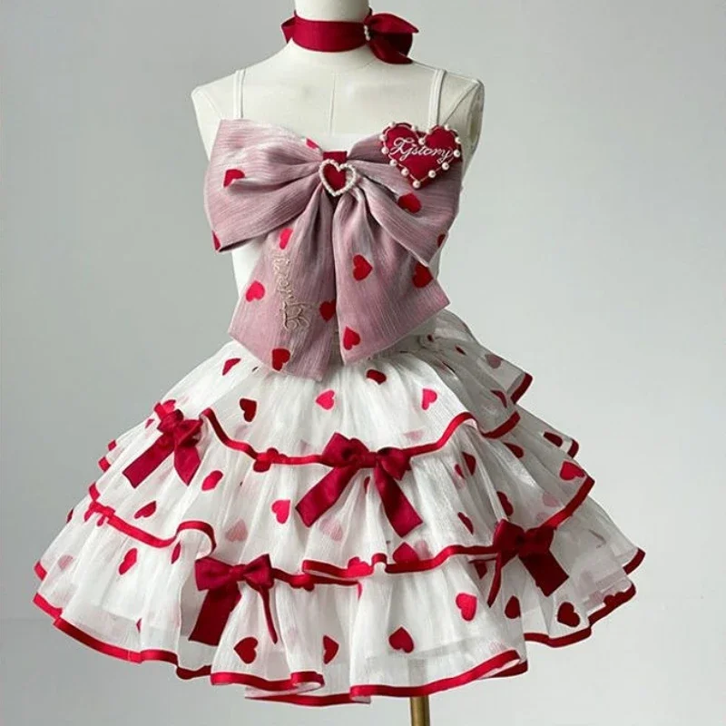 Japanese Victorian Lolita Dresses Women Gothic Cute Lace Bow Y2k Tank Tops Tiered Love Cake Skirt Suit Kawaii Sweet Lolita Sets
Japanese Victorian Lolita Dresses Women Gothic Cute Lace Bow Y2k Tank Tops Tiered Love Cake Skirt Suit Kawaii Sweet Lolita Sets