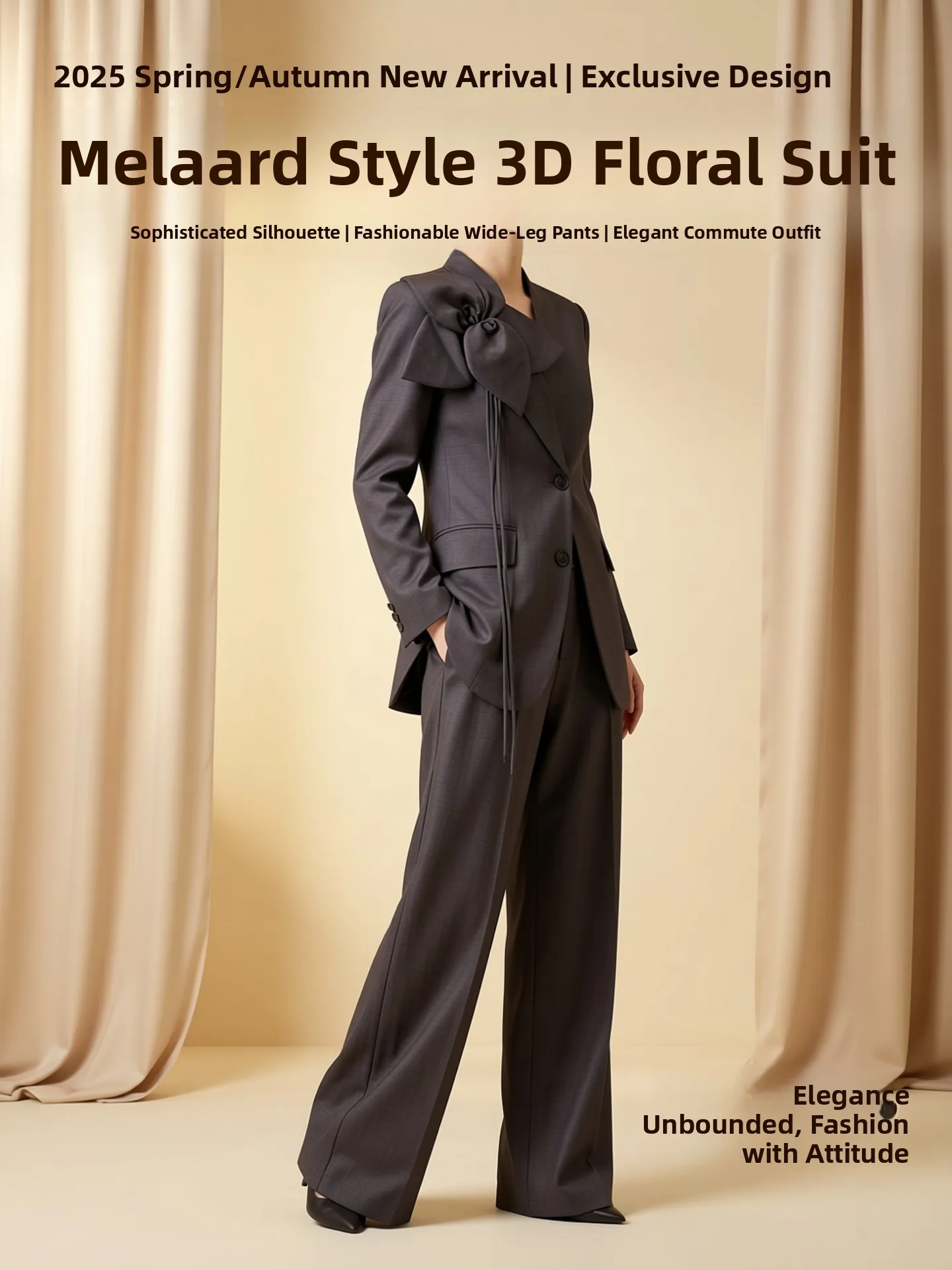 Elegant Fashionable Floral 3D Wide Leg Pants Suit Spring Autumn New Style Merlot Style High Waist Button up Top Bottom Set
Elegant Fashionable Floral 3D Wide Leg Pants Suit Spring Autumn New Style Merlot Style High Waist Button up Top Bottom Set