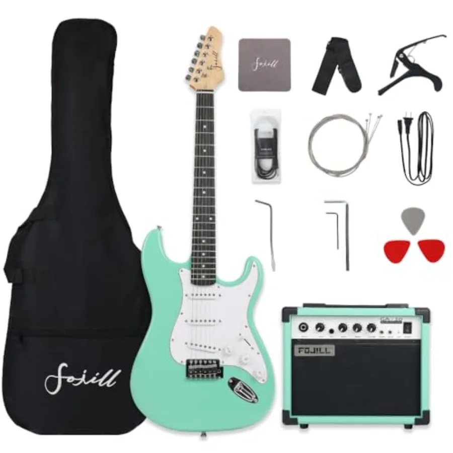 39 Inch Electric Guitar Kit Set for Beginners with 20W Amplifier Padded Gig Bag Picks Cable Strap Extra Strings in Black
39 Inch Electric Guitar Kit Set for Beginners with 20W Amplifier Padded Gig Bag Picks Cable Strap Extra Strings in Black