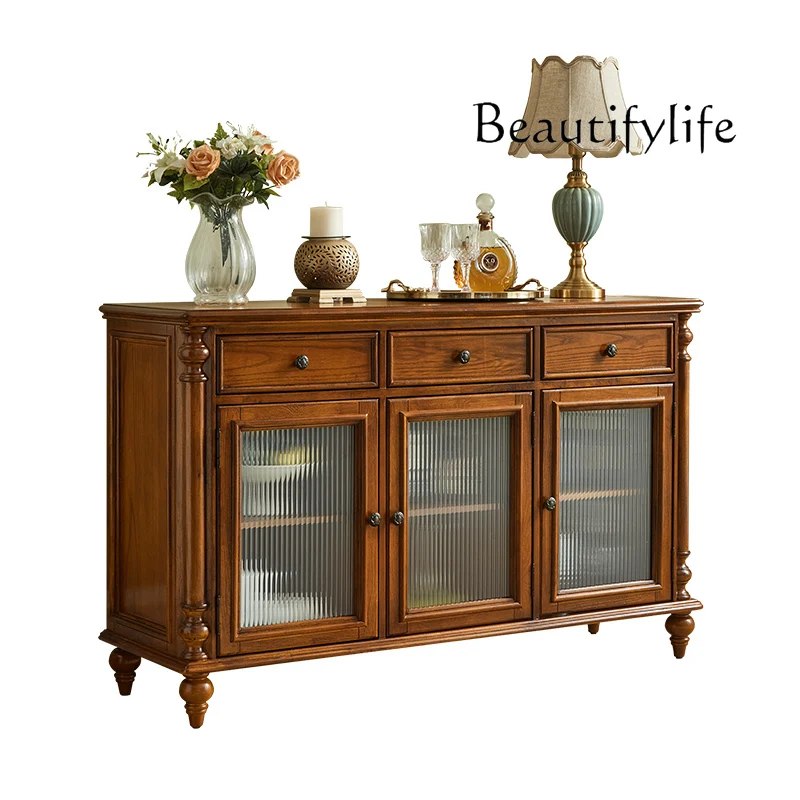 American solid wood dining side cabinet double-layer storage against the wall household light luxury all solid wood designer
American solid wood dining side cabinet double-layer storage against the wall household light luxury all solid wood designer