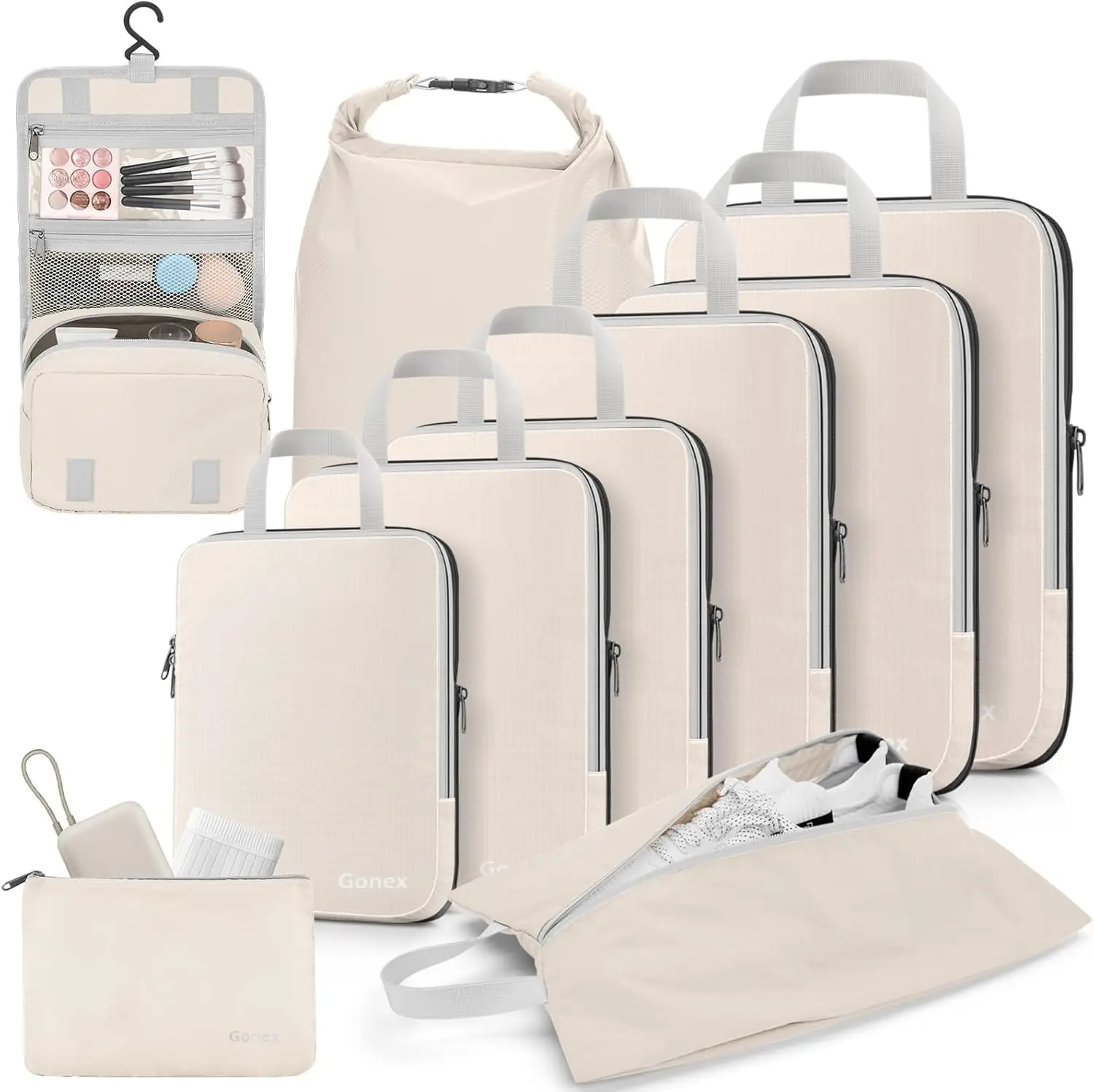 10 Set Expandable Packing Cubes, Travel Storage Bags for Suitcase, with Hanging Toiletry Bag Laundry Bag Shoe Bag
10 Set Expandable Packing Cubes, Travel Storage Bags for Suitcase, with Hanging Toiletry Bag Laundry Bag Shoe Bag