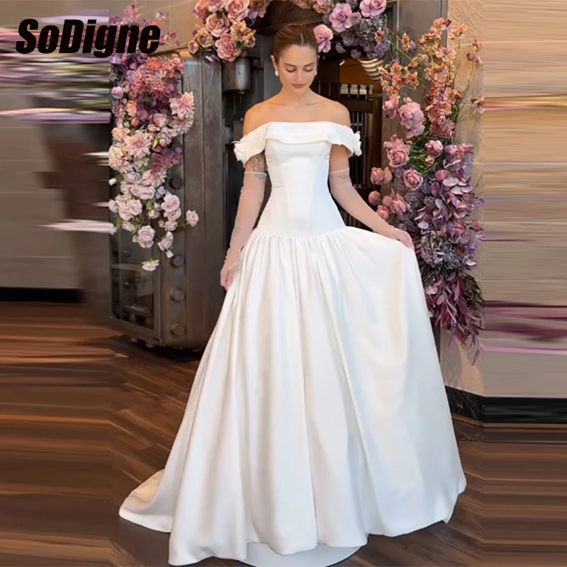  SoDigne A-line Simple Satin Wedding Dresses Off Shoulder Sleeveless Bridal Dress 2026 Bride Gown vestidos de novia Customized
SoDigne A-line Simple Satin Wedding Dresses Off Shoulder Sleeveless Bridal Dress 2026 Bride Gown vestidos de novia Customized