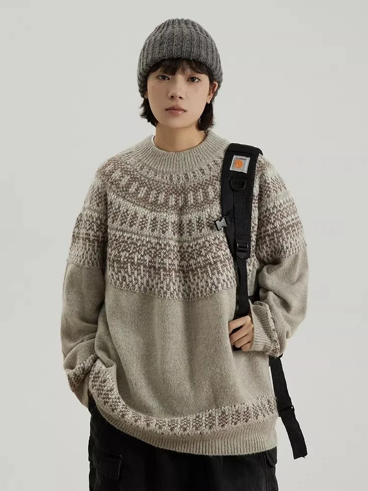Loose Knitted Sweater Unisex Autumn Winter Thick Warm round Neck Pullover Geometric Patterned Comfortable Soft Medium Gauge
Loose Knitted Sweater Unisex Autumn Winter Thick Warm round Neck Pullover Geometric Patterned Comfortable Soft Medium Gauge