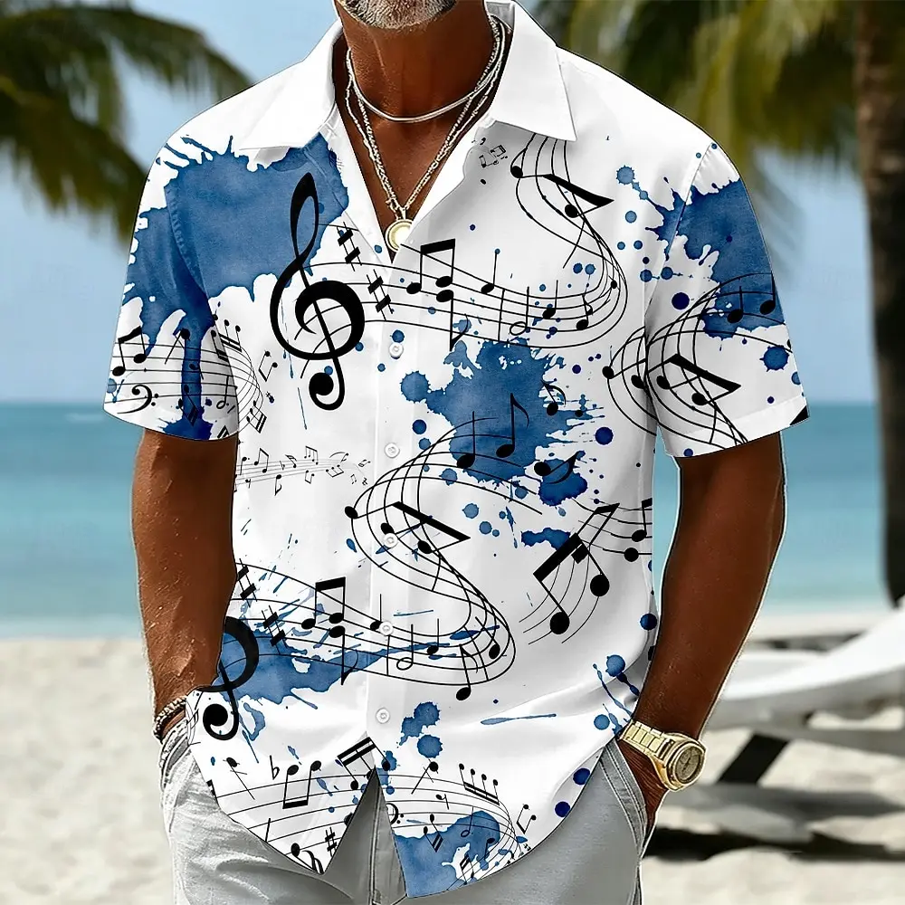 Men's Spring Summer Casual Shirt, Black & Blue Musical Note Print Tops for Daily Street Holiday Beach Dating & Leisure Outfit
Men's Spring Summer Casual Shirt, Black & Blue Musical Note Print Tops for Daily Street Holiday Beach Dating & Leisure Outfit
