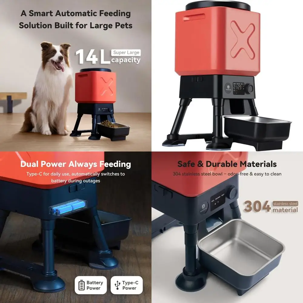 Large Breed 14L Automatic Pet Feeder - Extra Capacity, Anti-Jam, Timed Dispenser, Dual Power, Stainless Steel
Large Breed 14L Automatic Pet Feeder - Extra Capacity, Anti-Jam, Timed Dispenser, Dual Power, Stainless Steel