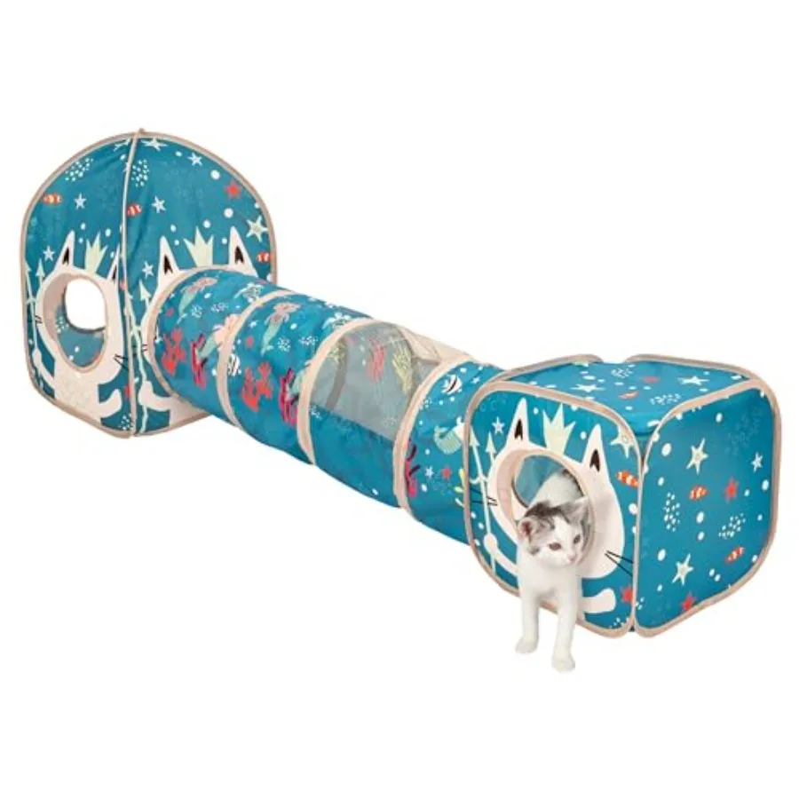 Ocean-Themed Cat Play Furniture Set, Collapsible Pop-Up Cat Toys Combo with Cube, Tunnel and House, Indoor Cat Playground for P
Ocean-Themed Cat Play Furniture Set, Collapsible Pop-Up Cat Toys Combo with Cube, Tunnel and House, Indoor Cat Playground for P