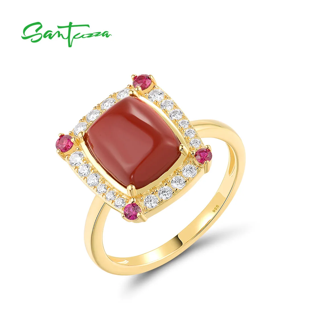 SANTUZZA Pure 925 Sterling Silver Rings For Women Sparkling White Blue CZ Dyed Red Agate Wedding Anniversary Gifts Fine Jewelry
SANTUZZA Pure 925 Sterling Silver Rings For Women Sparkling White Blue CZ Dyed Red Agate Wedding Anniversary Gifts Fine Jewelry