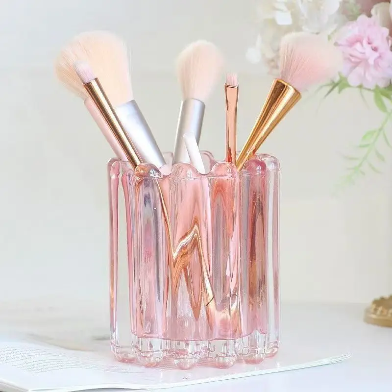 Wave Edge Stripe Makeup Brush Bucket Eyebrow Pencil Holder Simple Glass Ornament Desktop Storage Container
Wave Edge Stripe Makeup Brush Bucket Eyebrow Pencil Holder Simple Glass Ornament Desktop Storage Container
