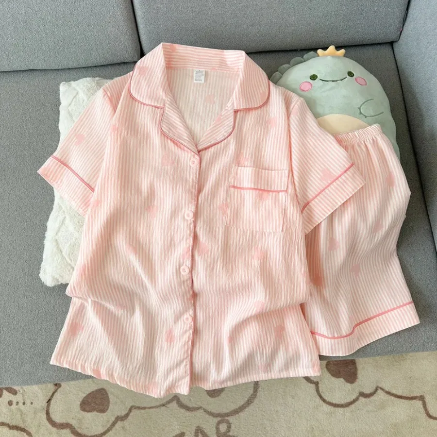 2Summer short-sleeve cloud cotton pajama set for women, comfortable and trendy, shorts suitable for wearing outside, home wear
2Summer short-sleeve cloud cotton pajama set for women, comfortable and trendy, shorts suitable for wearing outside, home wear