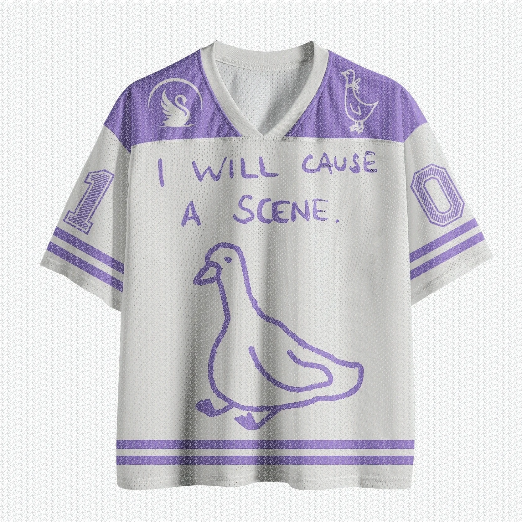 V-neck Sports Shirt Full Print Hand-painted Duck Swan Sketch Fun Slogan Pattern Short Sleeved Casual Street Football T-shirt
V-neck Sports Shirt Full Print Hand-painted Duck Swan Sketch Fun Slogan Pattern Short Sleeved Casual Street Football T-shirt