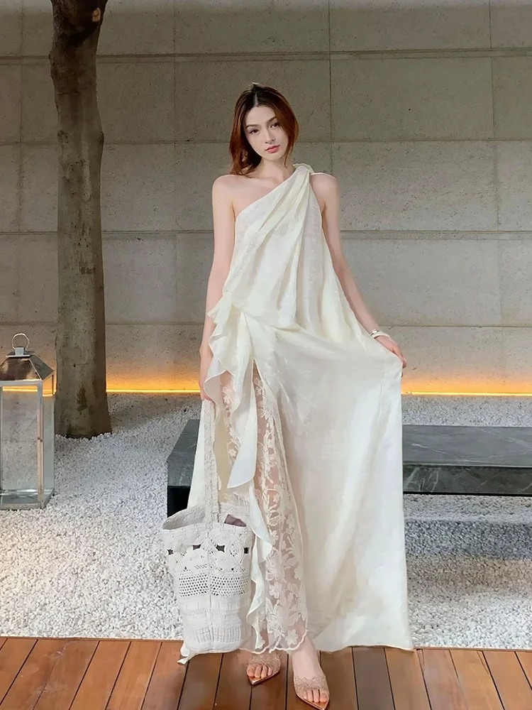 Stazf7 Summer Lace Splice Asymmetrical Shoulder Long Dress Women's Casual City Commute Date Party Celebration Touring Dress
Stazf7 Summer Lace Splice Asymmetrical Shoulder Long Dress Women's Casual City Commute Date Party Celebration Touring Dress