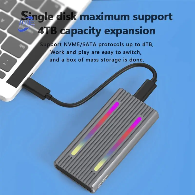 A19E-USB C Dual Protocol M2 Nvme SSD Enclosure 10Gbps Pcie SSD Box M.2 Nvme NGFF SATA 5Gbps SSD Disk Case With RGB LED Light
A19E-USB C Dual Protocol M2 Nvme SSD Enclosure 10Gbps Pcie SSD Box M.2 Nvme NGFF SATA 5Gbps SSD Disk Case With RGB LED Light